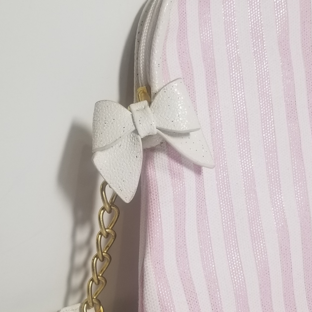 Juicy Couture Pink & White Crossbody Purse w/ Gold Hardware + Sparkle Bow - Picture 2 of 8